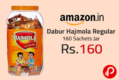 Dabur Hajmola Regular 160 Sachets Jar at Rs.160 - Amazon