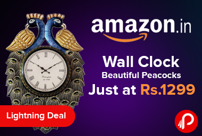 Wall Clock Beautiful Peacocks Just at Rs.1299 - Amazon