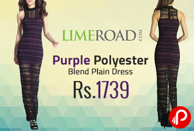 Purple Polyester Blend Plain Dress at Rs.1739 - Limeroad