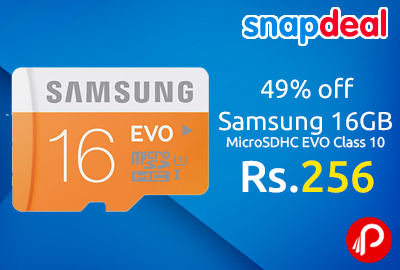 Samsung 16GB MicroSDHC EVO Class 10 at Rs.256 - Snapdeal