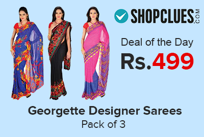 Georgette Designer Sarees Pack of 3 at Rs.499 - Shopclues