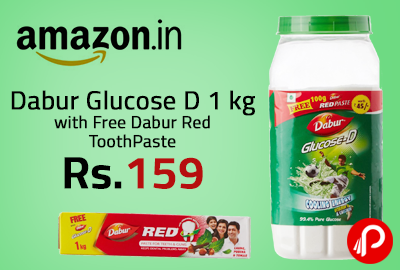 Dabur Glucose D 1 kg with Free Dabur Red ToothPaste Just in Rs.159 - Amazon