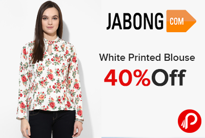 White Printed Blouse 40% off Just at Rs.539 - Jabong