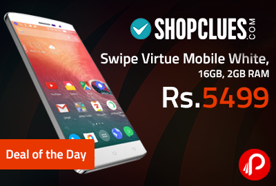 Swipe Virtue Mobile White, 16GB, 2GB RAM at Rs.5499 - Shopclues