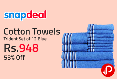 Cotton Towels Trident Set of 12 Blue at Rs.948 - Snapdeal