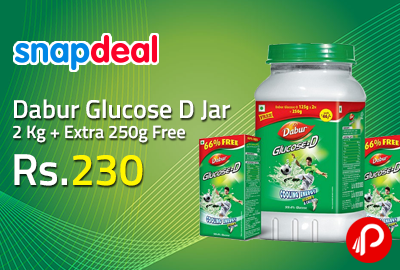 Dabur Glucose D Jar 2 Kg + Extra 250g Free at Rs.230 - Snapdeal