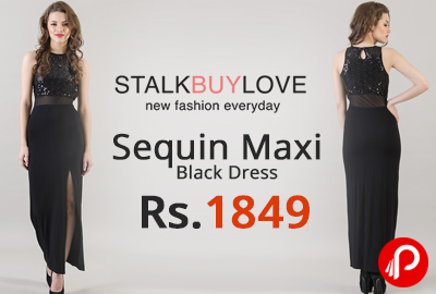 Sequin Maxi Black Dress at Rs.1849 - StalkBuyLove