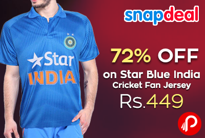 Get 72% off on Star Blue India Cricket Fan Jersey at Rs.449 - Snapdeal