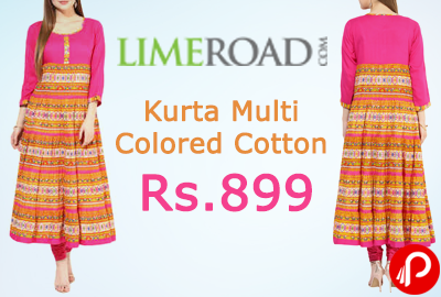 Kurta Multi Colored Cotton A Line at Rs.899 | 40% off - Limeroad