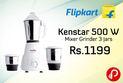 Kenstar 500 W Mixer Grinder 3 Jars at Rs.1199 - Flipkart