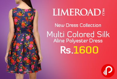 Multi Colored Silk Aline Polyester Dress at Rs.1600 - Limeroad