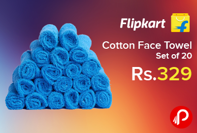 Cotton Face Towel Set of 20 Just at Rs.329 - Flipkart