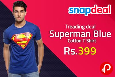 Superman Blue Cotton T Shirt at Rs.399 - Snapdeal