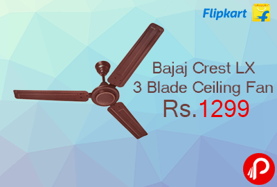 Ceiling Fan Bajaj Crest LX 3 Blade Ceiling Fan at Rs.1299 - Flipkart