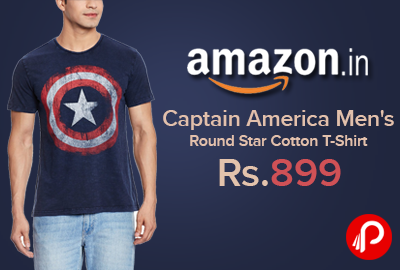 Captain America Men's Round Star Cotton T-Shirt Just Rs.899 - Amazon
