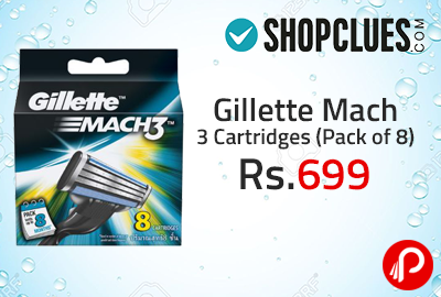 Gillette Mach 3 Cartridges (Pack of 8) at Rs.699 - Shopclues