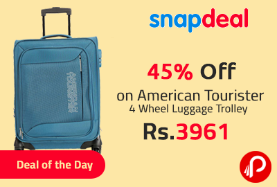 Get 45% off on American Tourister 4 Wheel Luggage Trolley at Rs.3961 - Snapdeal