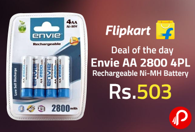 Envie AA 2800 4PL Rechargeable Ni-MH Battery at Rs.503 - Flipkart