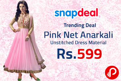 Pink Net Anarkali Unstitched Dress Material at Rs.599 - Snapdeal