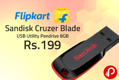 Sandisk Cruzer Blade USB Utility Pendrive 8GB at Rs.199 - Flipkart