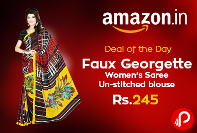 Faux Georgette Womens Saree Un-stitched blouse at Rs.245 - Amazon