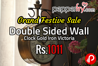 Double Sided Wall Clock Gold Iron Victoria at Rs.1011 - Pepperfry