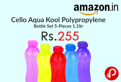 Cello Aqua Kool Polypropylene Bottle Set 5-Pieces 1.1ltr at Rs.255