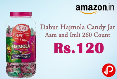 Dabur Hajmola Candy Jar Aam and Imli 260 Count at Rs.120 - Amazon