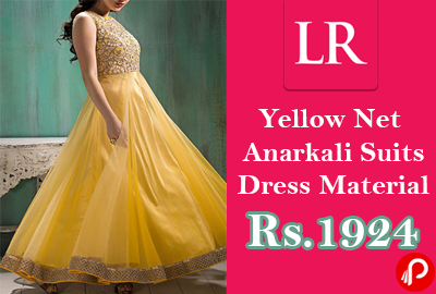 Anarkali Suits Yellow Net Dress Material at Rs.1924 - LimeRoad