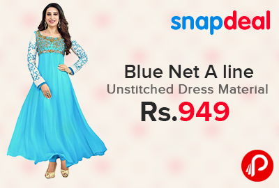 Blue Net A line Unstitched Dress Material Just at Rs.949 - Snapdeal