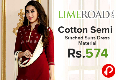 Cotton Semi Stitched Suits Dress Material just at Rs.574 - LimeRoad