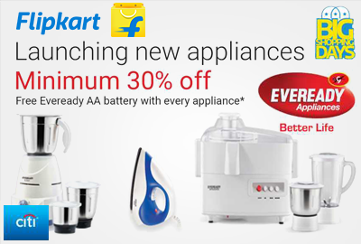 Eveready Appliances Minimum 30% off | Big Shopping Days - Flipkart