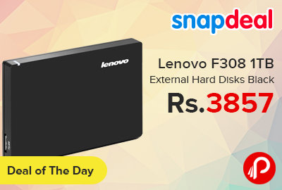 Lenovo F308 1TB External Hard Disks Black just Rs.3857 - Snapdeal