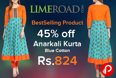 Anarkali Kurta Blue Cotton 45% off just at Rs.824 | BestSelling Product - Limeroad