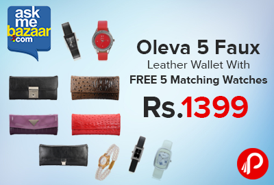 Oleva 5 Faux Leather Wallet With FREE 5 Matching Watches Only in Rs.1399 - Askmebazaar
