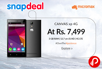 Mobile Canvas XP 4G 3GB RAM at Rs.7499 | Coming Soon - Snapdeal