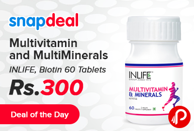 Multivitamin and MultiMinerals INLIFE, Biotin 60 Tablets just at Rs.300 - Snapdeal