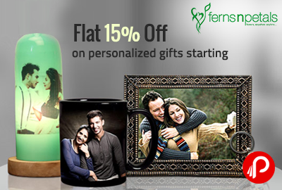 Flat 15% Off on personalized gifts starting Rs.199 - FernsNPetal