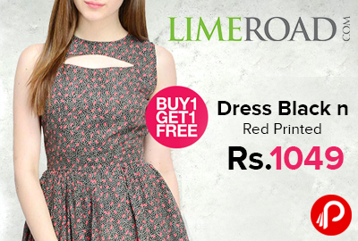 Dress Black n Red Printed Just at Rs.1049 | Buy1 Get 1 - LimeRoad