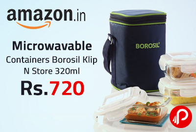 Microwavable Containers Borosil Klip N Store 320ml Just at Rs.720 - Amazon