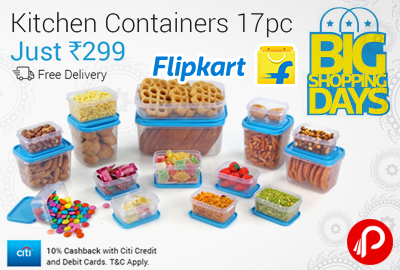 Kitchen Containers 17pc Just Rs.299 with Free Delivery - Flipkart