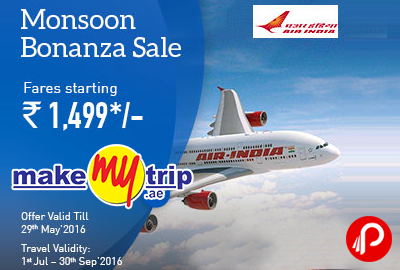 Air India Monsoon Bonanza Sale Domestic Flights - MakeMyTrip
