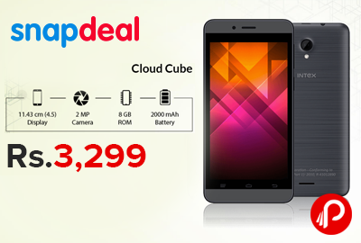 Intex Cloud Cube Mobile (8GB, Gray) Just at Rs. 3,299 - Snapdeal