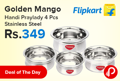 Golden Mango Handi Praylady 4 Pcs Stainless Steel Just Rs.349 - Flipkart
