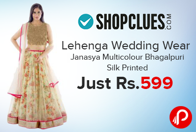 Lehenga Wedding Wear Janasya Multicolour Bhagalpuri Silk Printed just Rs.379 - Shopclues