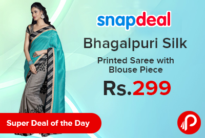 Bhagalpuri Silk Printed Saree with Blouse Piece Just Rs.299 - Snapdeal