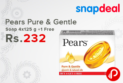 Pears Pure & Gentle Soap 4x125 g +1 Free just Rs.232 - Snapdeal