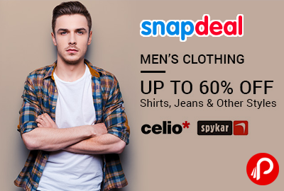 Men’s Clothing Celio, Spykar Upto 60% off - Snapdeal