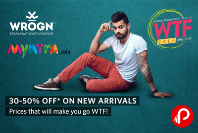 Wrogn Clothing New Arrivals WTF Sale 30% - 50% off - Myntra