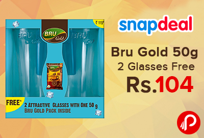 Bru Gold, 50g with 2 Glasses Free Just Rs.104 - Snapdeal